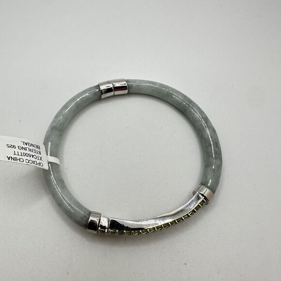 NWT Green/Gray Jadeite, Peridot bracelet with sterling silver hardware! - Picture 9 of 12